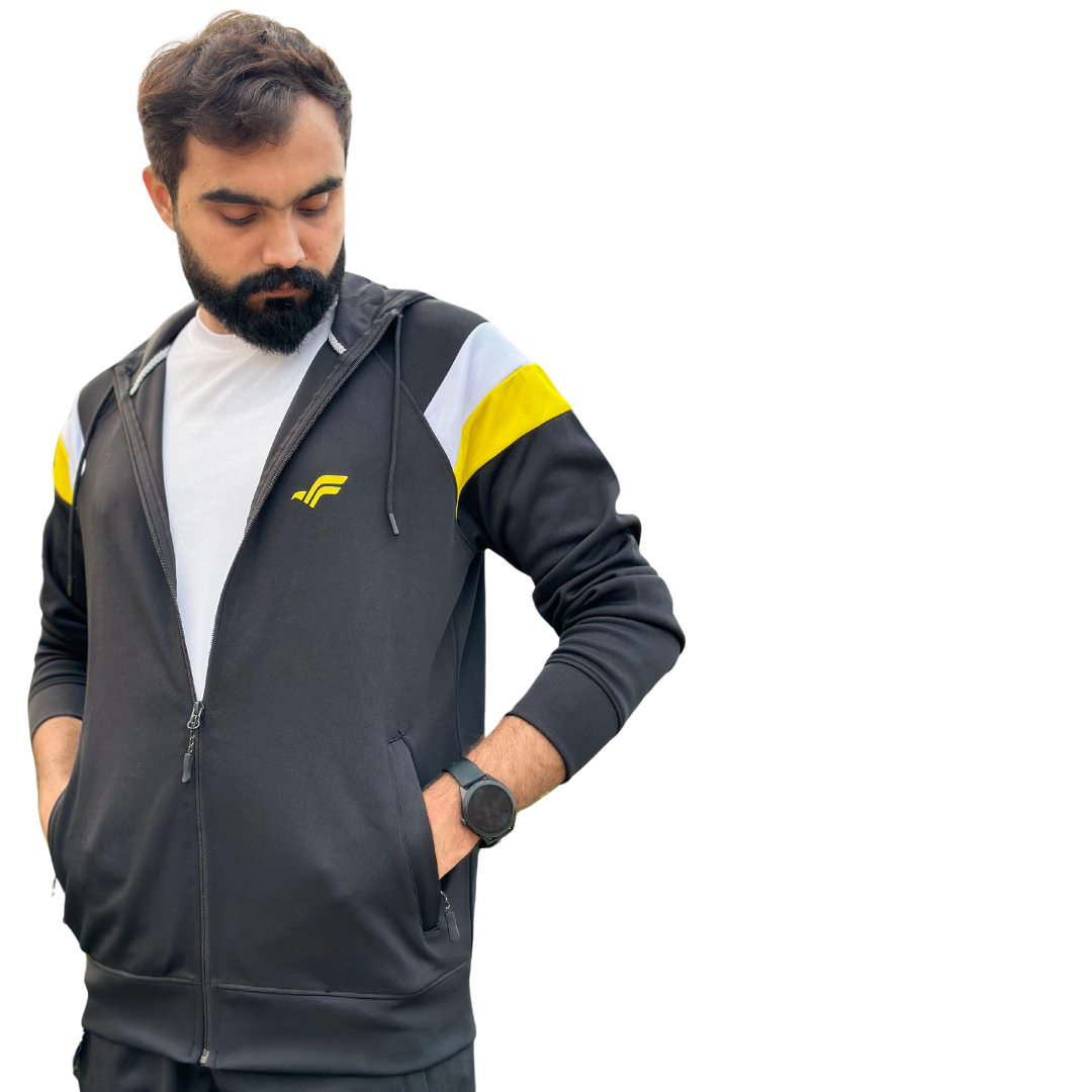 Luxury Fleece  Gray and Yellow Track Suit | Premium Quality & Stylish Comfort